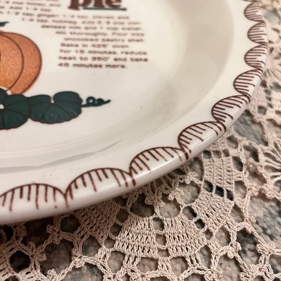 Mount Clemens Pottery Pumpkin Pie Recipe Vintage Plate - Picture 8 of 8